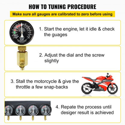 Fuel Vacuum Carburetor Synchronize Tool Kit Gauge Carb Sync Synchronizer Set With Rubber Hoses For  5