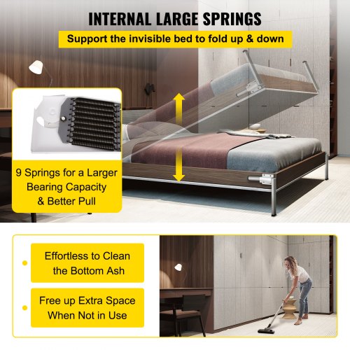 Heavy Duty Murphy Wall Bed Springs Mechanism Kit Vertical Mount DIY Hardware For King Or Queen Size 2