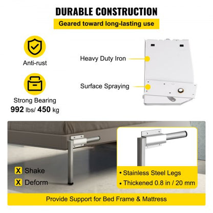 Heavy Duty Murphy Wall Bed Springs Mechanism Kit Vertical Mount DIY Hardware For King Or Queen Size 4