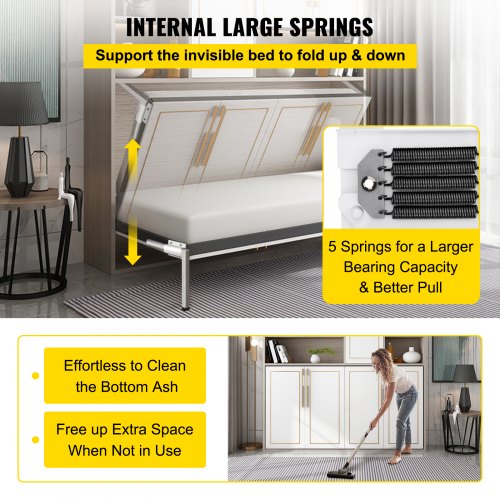 Heavy Duty Murphy Bed Wall Mount Kit DIY Horizontal Springs Mechanism Hardware For Queen Or Twin Si 2