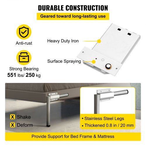 Heavy Duty Murphy Bed Wall Mount Kit DIY Horizontal Springs Mechanism Hardware For Queen Or Twin Si 4