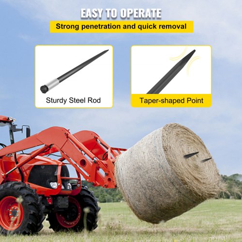 Hay Spear Spears High Lbs Capacity Bale Hay Spike Forks With Hex Nut  Sleeve Quick Attach Square Ba 5