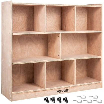 Classroom Storage Cabinet Plywood Section, High Preschool Storage Shelves with Casters for Toys and Books