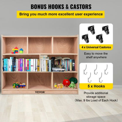 Classroom Storage Cabinet Plywood Section High Preschool Storage Shelves With Casters For Toys And  4