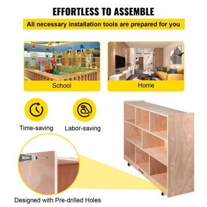 Classroom Storage Cabinet Plywood Section High Preschool Storage Shelves With Casters For Toys And  5