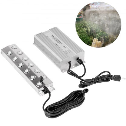Waterproof Ultrasonic Fogger Humidifier, Head Mist Maker, Stainless Steel Pond Mister Fog Machine for Indoor Garden