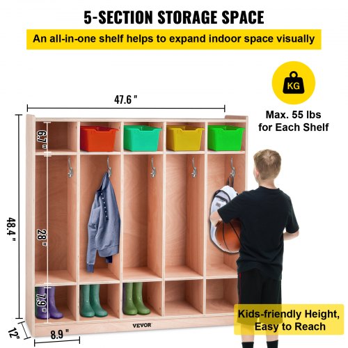 High Preschool Cubby Lockers Section Birch Plywood Coat Locker Thick Kids Locker For Home Or Commer 2