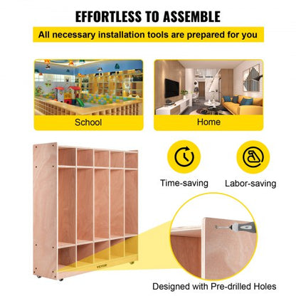 High Preschool Cubby Lockers Section Birch Plywood Coat Locker Thick Kids Locker For Home Or Commer 5