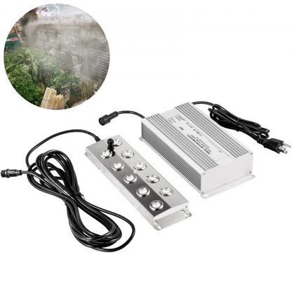 Ultrasonic Mist Maker Fogger, Stainless Steel Pond Mister Fogger with Waterproof Power Supply & Humidifier