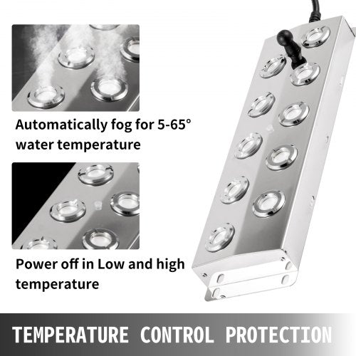 Ultrasonic Mist Maker Fogger, Stainless Steel Pond Mister Fogger with Waterproof Power Supply & Humidifier
