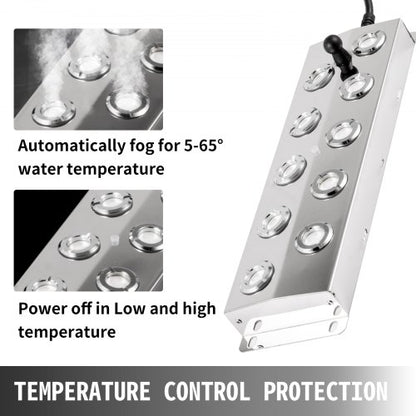 Ultrasonic Mist Maker Fogger, Stainless Steel Pond Mister Fogger with Waterproof Power Supply & Humidifier