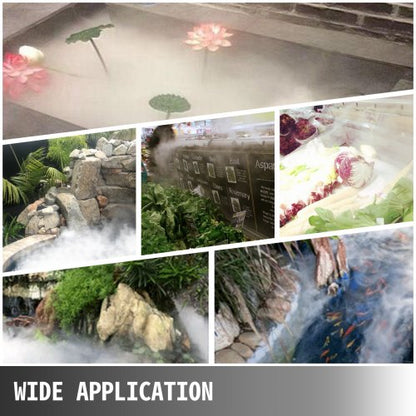 Ultrasonic Mist Maker Fogger, Stainless Steel Pond Mister Fogger with Waterproof Power Supply & Humidifier
