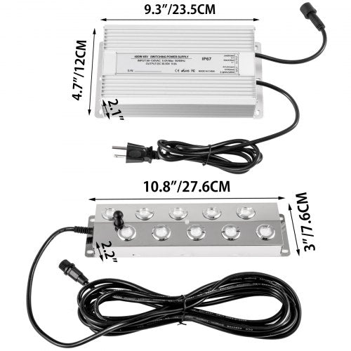 Ultrasonic Mist Maker Fogger, Stainless Steel Pond Mister Fogger with Waterproof Power Supply & Humidifier