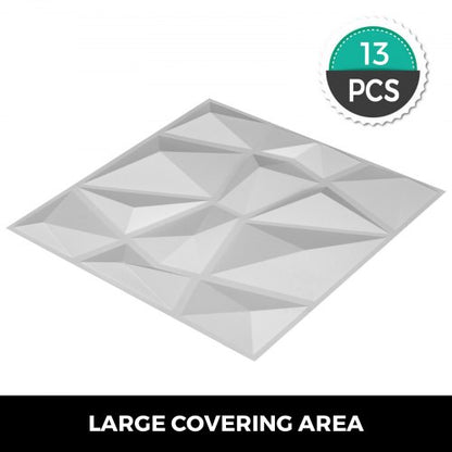 13-Pack 3D PVC Wave Wall Panels, Textured Diamond Design, 35 Sq Ft Interior Wall Decor – Waterproof, Paintable & Easy