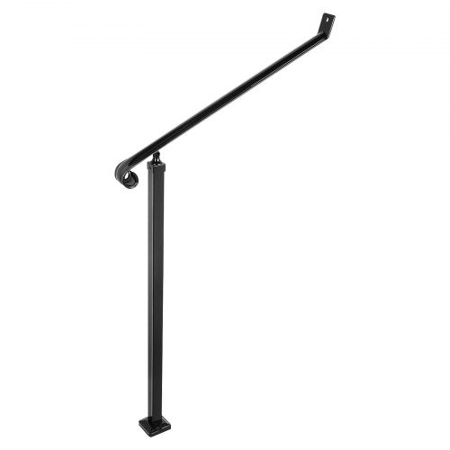Black Iron Railings For Steps Floor Mounted Handrail With Installation Kit For Outdoor Stairs 12 St 9