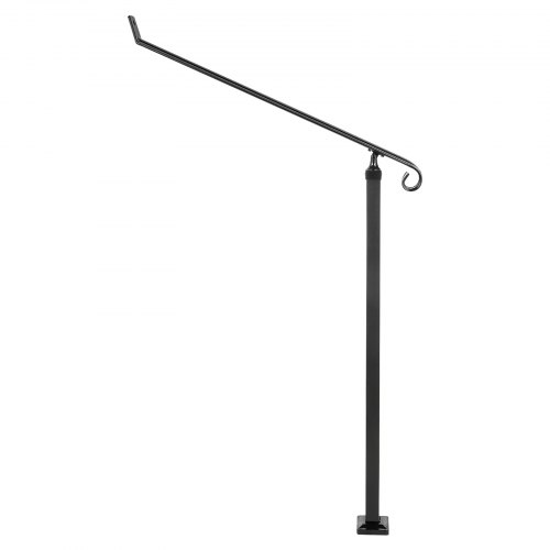 Black Iron Railings For Steps Floor Mounted Handrail With Installation Kit For Outdoor Stairs 12 St 10