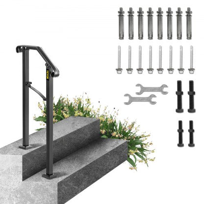 Black Transitional Handrails For Concrete Steps  Wooden Stairs Wrought Iron Stair Railing With Powd 8
