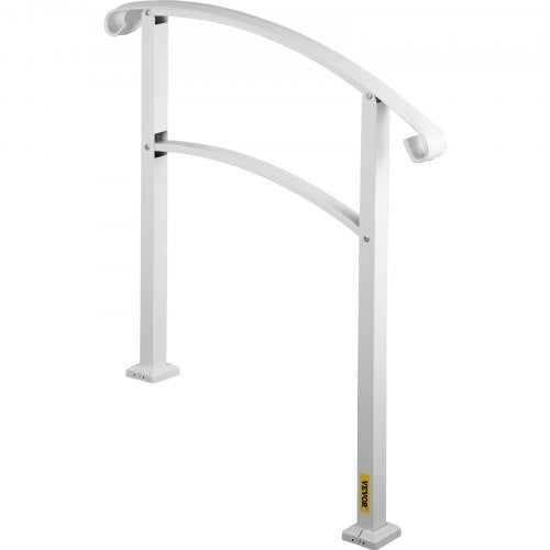 Matte White Stair Rail Wrought Iron Handrail With Installation Kit For Outdoor Steps 3Step Design 7