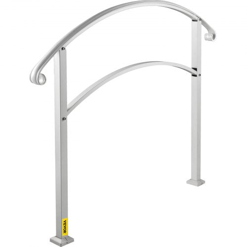Matte White Stair Rail Wrought Iron Handrail With Installation Kit For Outdoor Steps 3Step Design 8