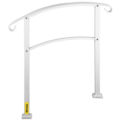 Matte White Stair Rail Wrought Iron Handrail With Installation Kit For Outdoor Steps 3Step Design 9