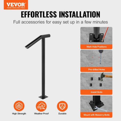 Iron Stairs Handrail Stylish Handrails For Outdoor Steps With Expansion Bolts  Drill Bit 12 Step De 2