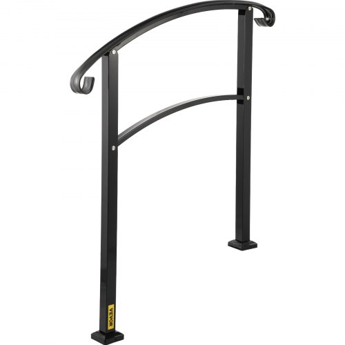 Matte Black Wrought Iron Stair Rail 3Step Handrail With Installation Kit For Outdoor Steps  Decks 7