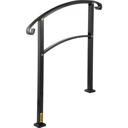 Matte Black Wrought Iron Stair Rail 3Step Handrail With Installation Kit For Outdoor Steps  Decks 7
