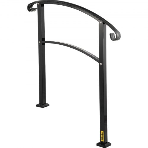 Matte Black Wrought Iron Stair Rail 3Step Handrail With Installation Kit For Outdoor Steps  Decks 8