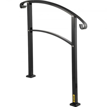 Matte Black Wrought Iron Stair Rail 3Step Handrail With Installation Kit For Outdoor Steps  Decks 8