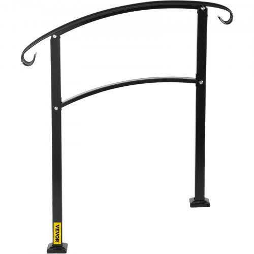 Matte Black Wrought Iron Stair Rail 3Step Handrail With Installation Kit For Outdoor Steps  Decks 9