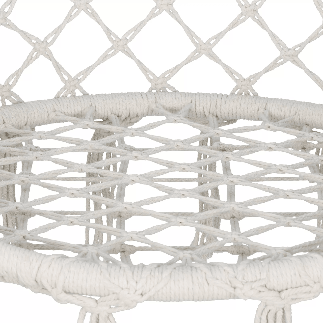 Beige Hammock Chair With Cotton Rope Macrame Design For Indoor And Outdoor Use 7