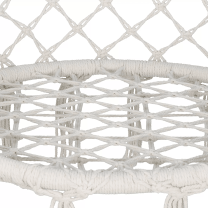 Beige Hammock Chair With Cotton Rope Macrame Design For Indoor And Outdoor Use 7