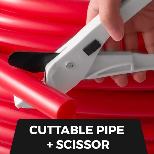 PEX Pipe Tubing Red, Non-Oxygen Barrier PEX-B Plumbing Pipe for Radiant Floor Heating & Potable Water Systems
