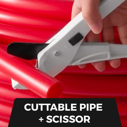 PEX Pipe Tubing Red, Non-Oxygen Barrier PEX-B Plumbing Pipe for Radiant Floor Heating & Potable Water Systems