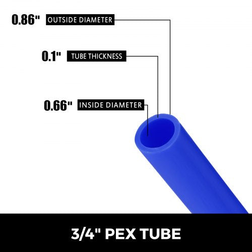 3/4" x 300ft Blue PEX-B Tubing, Non-Oxygen Barrier PEX Pipe for Hot & Cold Water Plumbing, Radiant Floor Heating