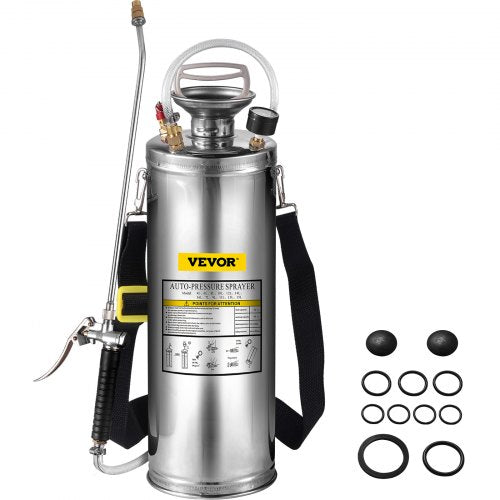 3 Gal Stainless Steel Hand Pump Sprayer With 3FT Reinforced Hose Adjustable Nozzle  Pressure Gauge 1