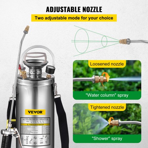 3 Gal Stainless Steel Hand Pump Sprayer With 3FT Reinforced Hose Adjustable Nozzle  Pressure Gauge 4