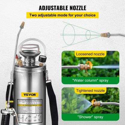 3 Gal Stainless Steel Hand Pump Sprayer With 3FT Reinforced Hose Adjustable Nozzle  Pressure Gauge 4