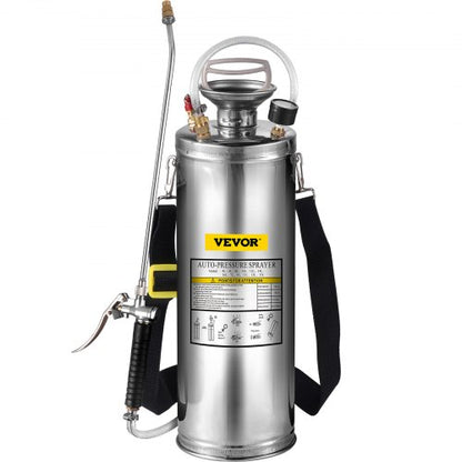 3 Gal Stainless Steel Hand Pump Sprayer With 3FT Reinforced Hose Adjustable Nozzle  Pressure Gauge 8