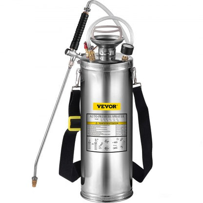 3 Gal Stainless Steel Hand Pump Sprayer With 3FT Reinforced Hose Adjustable Nozzle  Pressure Gauge 7