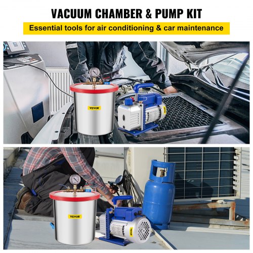 3Gallon Vacuum Chamber  36 CFM Vacuum Pump Kit Heavy Duty HVAC System With Manifold Gauge And Hose 2