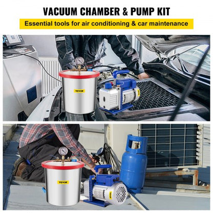 3Gallon Vacuum Chamber  36 CFM Vacuum Pump Kit Heavy Duty HVAC System With Manifold Gauge And Hose 2