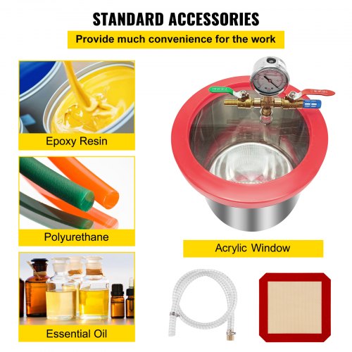 3Gallon Vacuum Chamber  36 CFM Vacuum Pump Kit Heavy Duty HVAC System With Manifold Gauge And Hose 6