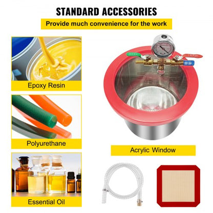 3Gallon Vacuum Chamber  36 CFM Vacuum Pump Kit Heavy Duty HVAC System With Manifold Gauge And Hose 6