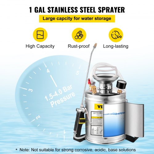 Stainless Steel Sprayer With Adjustable Nozzle Suitable For Gardening Sanitizing 3