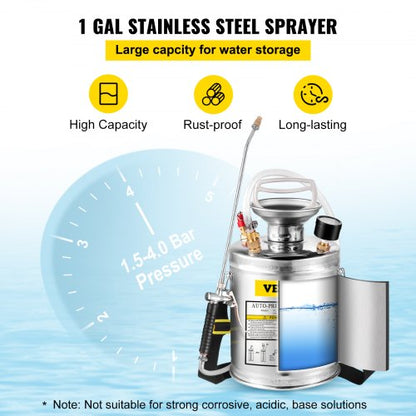 Stainless Steel Sprayer With Adjustable Nozzle Suitable For Gardening Sanitizing 3