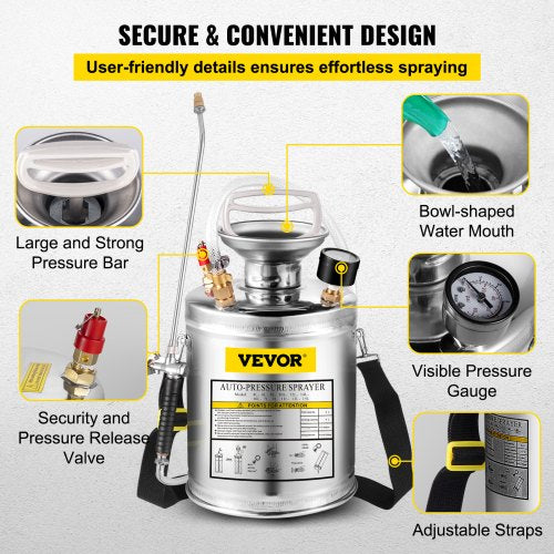 Stainless Steel Sprayer With Adjustable Nozzle Suitable For Gardening Sanitizing 5