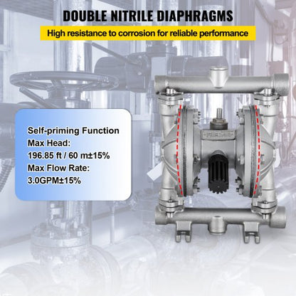 Stainless Steel AirOperated Diaphragm Pump With PTFE Diaphragm Ideal For Petroleum Diesel  Oil Tran 3