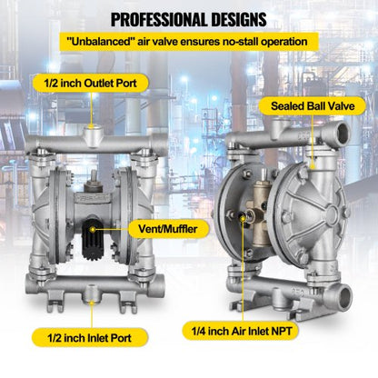 Stainless Steel AirOperated Diaphragm Pump With PTFE Diaphragm Ideal For Petroleum Diesel  Oil Tran 4