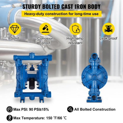 12 Nitrile Diaphragm Pneumatic Transfer Pump For Petroleum Diesel  Low Viscosity Fluids 12 GPM Cast 3